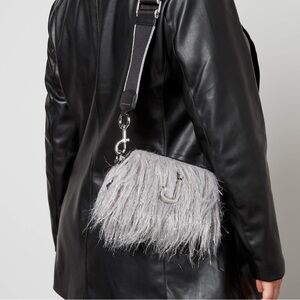 Marc Jacobs The Creature Snapshot Silver Faux Fur Bag